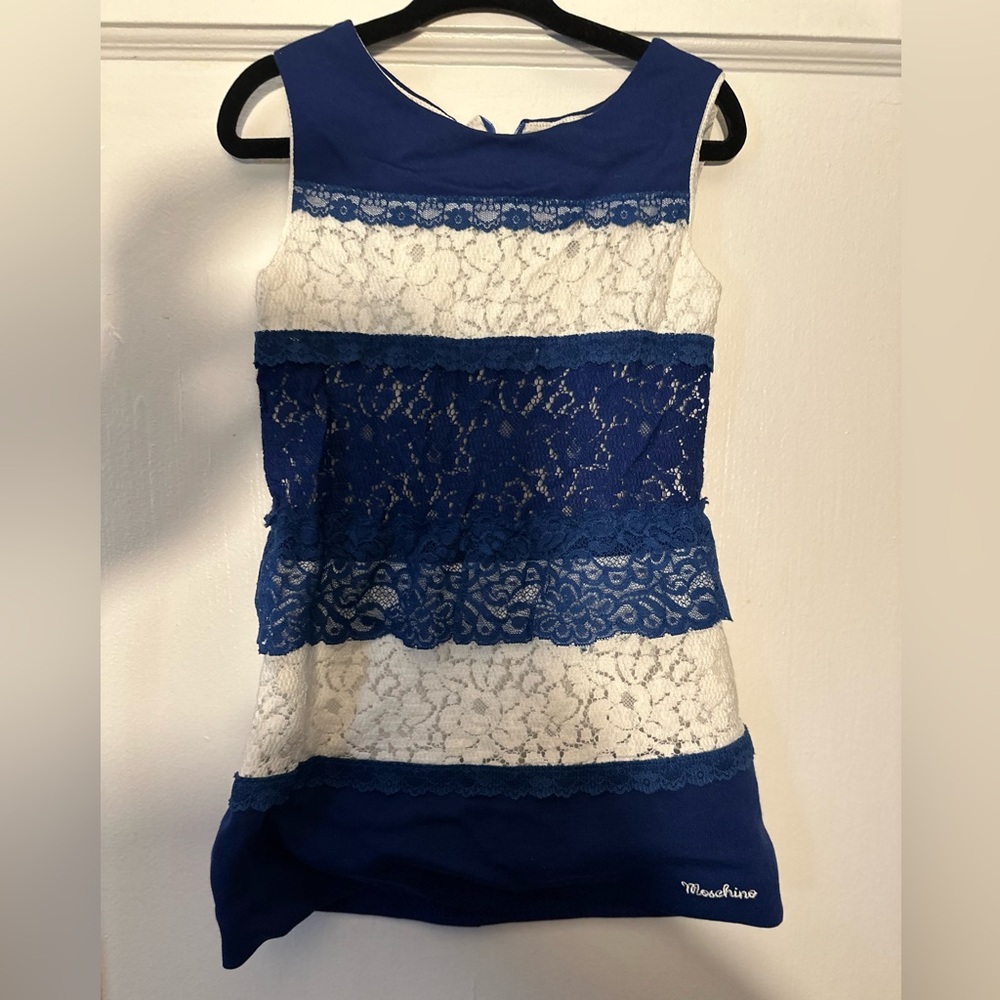 Moschino Blue and White Lace Dress (sz 2 girls)